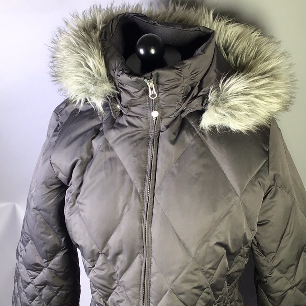 Eddie Bauer Goose Down Coat Parka Fur Hood Womens Size Ex large Tall Puffer